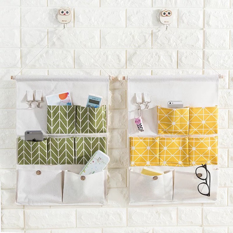 Linen Bag Bulk - 7 Pockets Linen Storage Bags Hanging