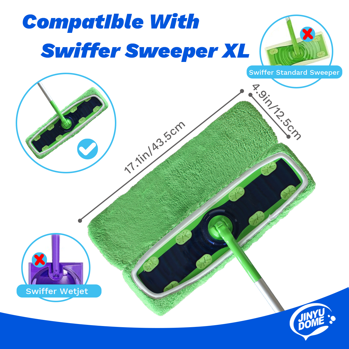 JINYUDOME 3Pcs Microfiber Mop  – Cloth Pad Reusable Bewertung und Preis