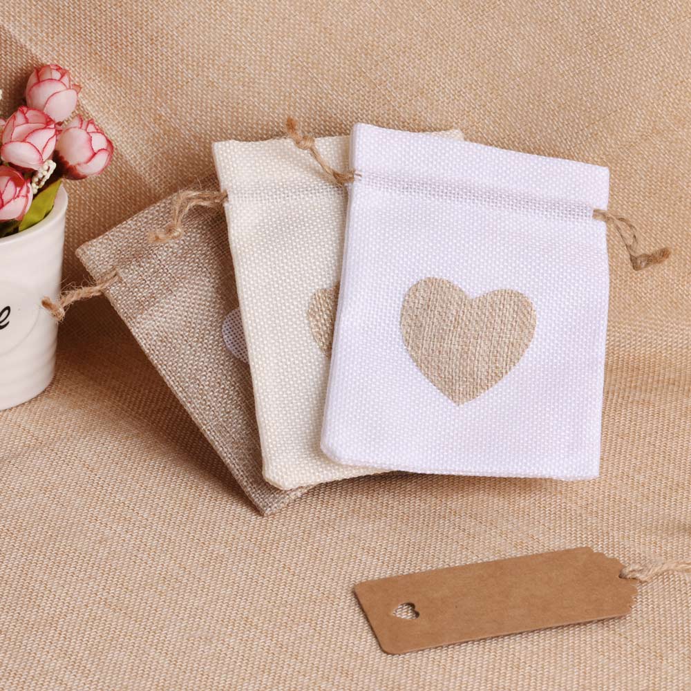 5pcs/lot Heart Linen Jewelry B – Linen Bag Bulk Bewertung und Preis
