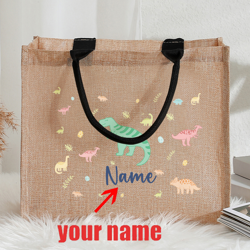 Customizable Name Pastel Dinos – Linen Bag Bulk Bewertung und Preis